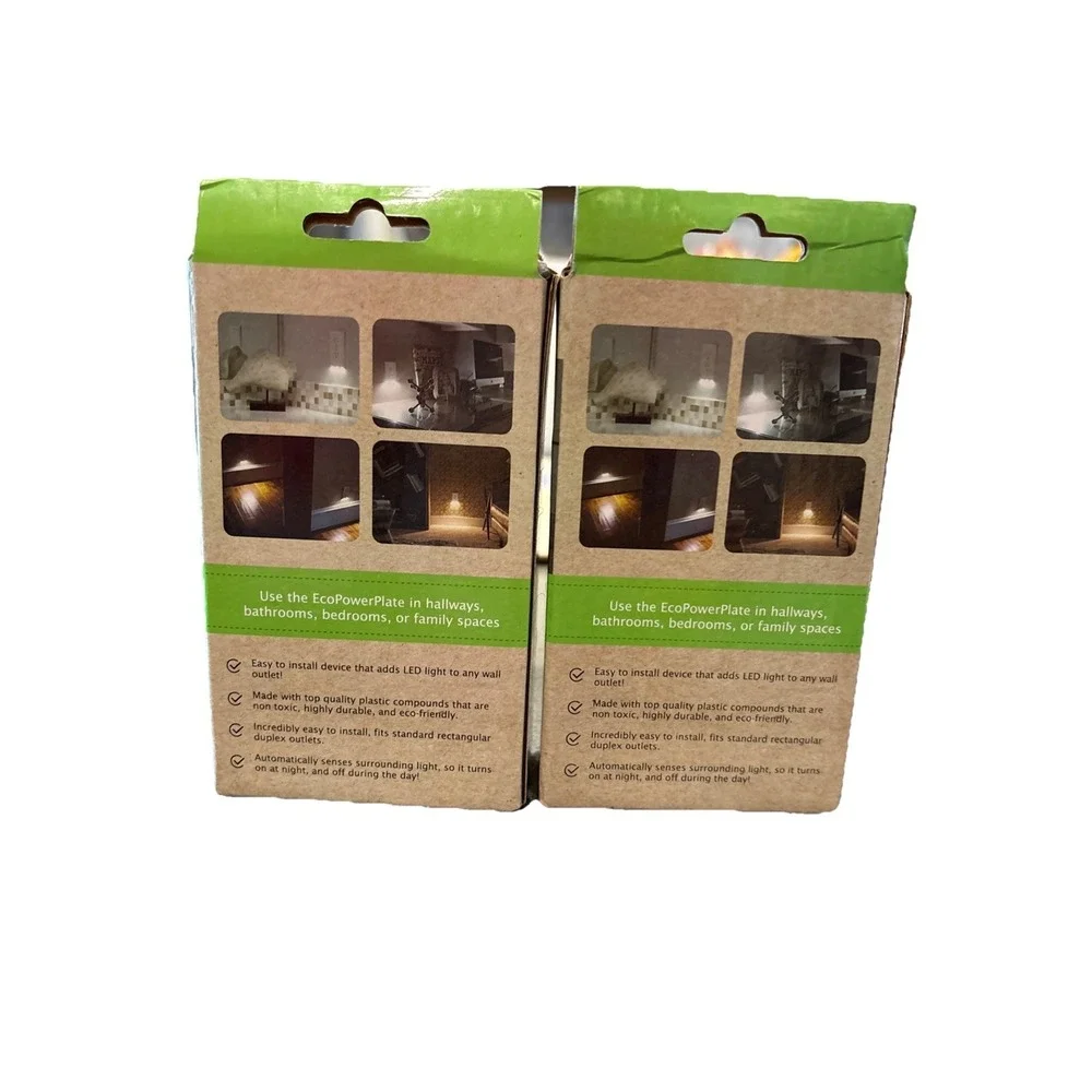 Set Of 2 Duplex Eco PowerPlate LED Nightlights with Sensor • New Sealed Package